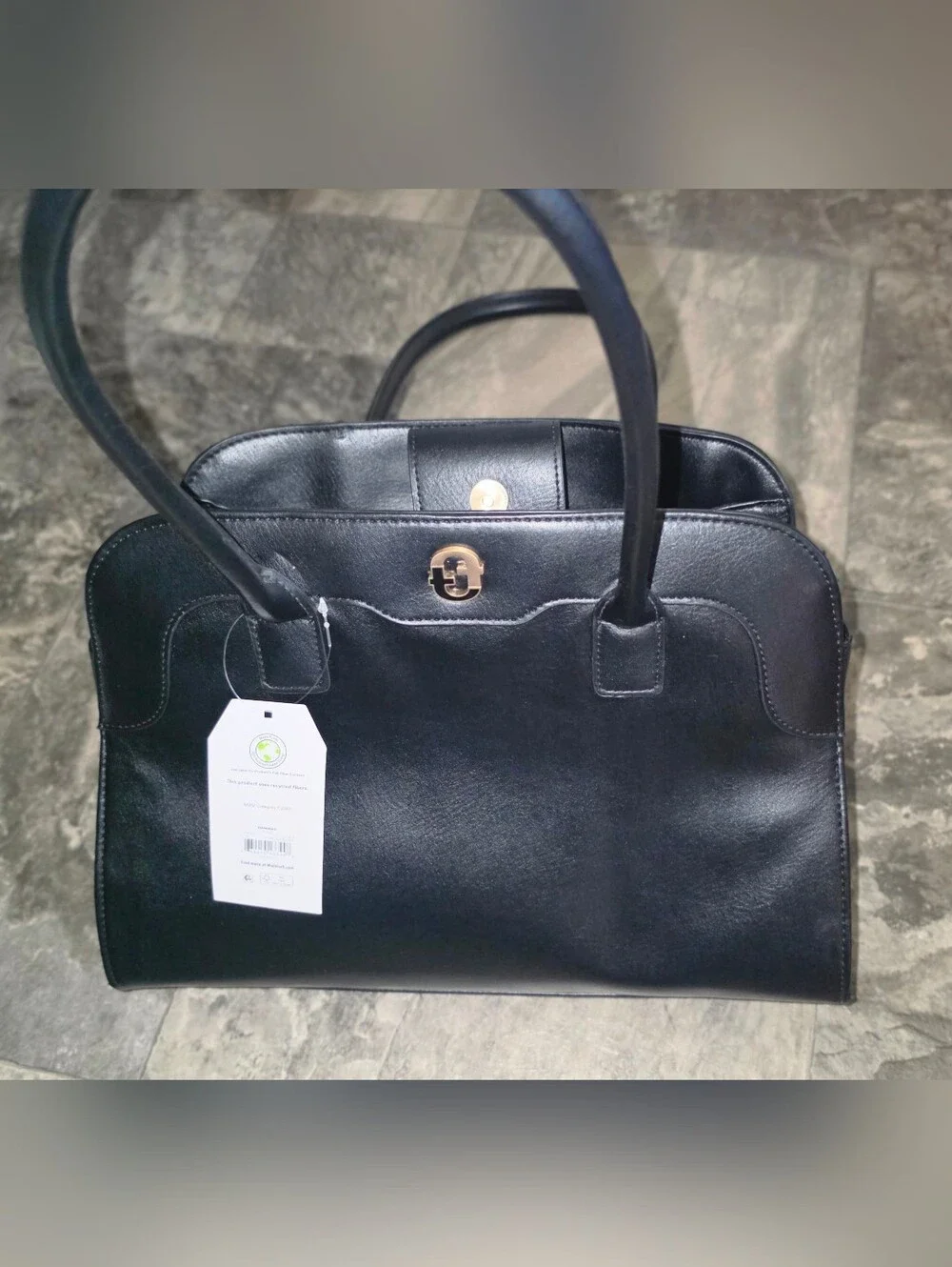 Time & Tru Maxwell Satchel Handbag In Black NWT